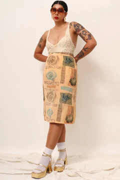 Saia midi estampada vintage - Capichó Brechó