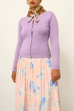 Cardigan roxinho cropeed gola pelo LUCY - comprar online