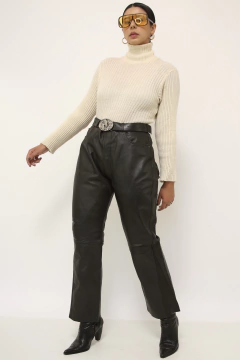 Calça de couro cintura media vintage - comprar online