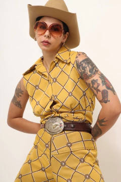 Imagem do Conjunto western mostarda 70´s calça + cropped