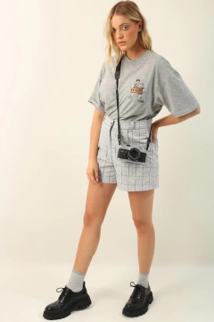 Shorts cintura alta xadrez vintage - loja online