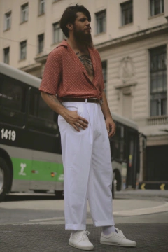 Calça poliéster com viscose cintura alta na internet