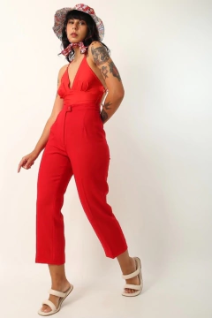 Calça vermelha cintura alta vintage