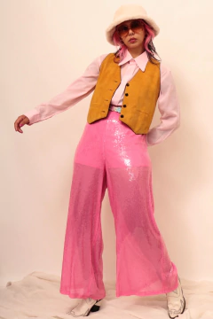 Colete mostarda 100% couro vintage - comprar online