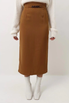 Saia midi cintura alta det corrente cós - Capichó Brechó