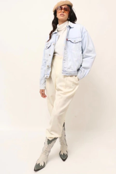 jaqueta jeans pelego pelucia vintage