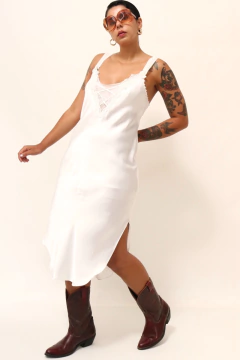 Camisola midi branca detalhe trasparencia midi - Capichó Brechó