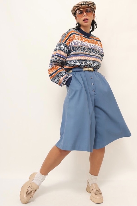 Bermudao azul cintura alta vintage