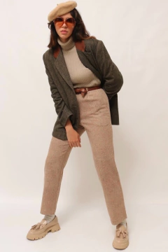 blazer xadrez pala couro marrom vintage na internet