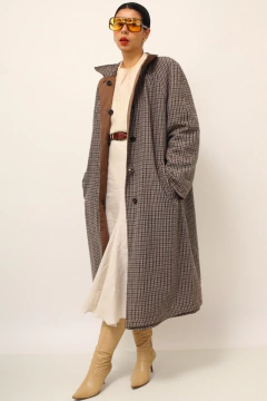 Treanch coat dupla face bege e xadrez vintage