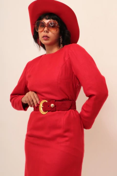 Vestido alfaiataria vermelho forrado - loja online