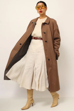 Treanch coat dupla face bege e xadrez vintage na internet