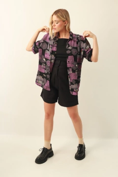 camisa estampa 90’s quadrado roxa - loja online
