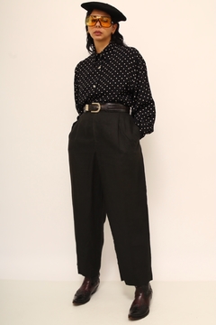 Calça 100% linho preta vintage - comprar online