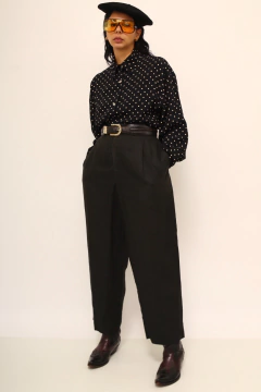 Calça 100% linho preta vintage - comprar online
