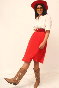 Saia cintura mega alta vermelha gode - comprar online