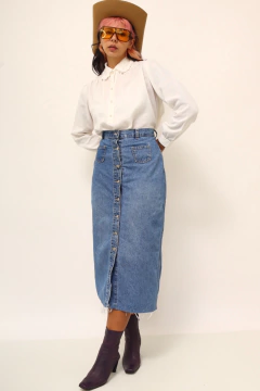 Saia cintura alta midi vintage