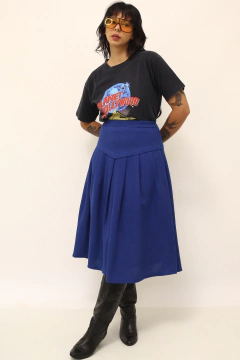 Saia azul midi alfaiataria cintura alta - loja online