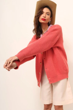 cardigan bordado salmao vintage - loja online