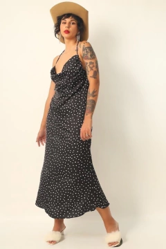 vestido AKOB poá decote frente e costas - loja online