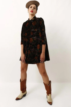 Vestido veludo amplo curto 60´s vintage