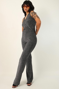 macacão lurex prata levemente flare - comprar online