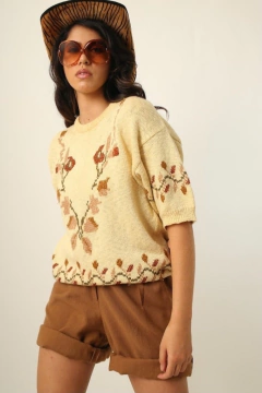 tricot flores outono vintage na internet
