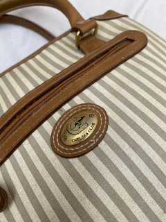 Imagem do bolsa listras caramelo com off alça removível