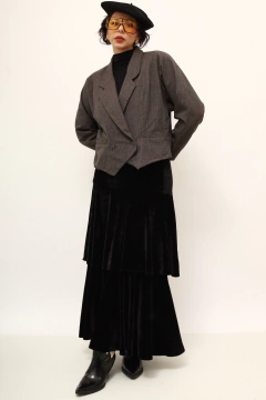 Blazer CEA vintage xadrez 100% lã cropped - loja online