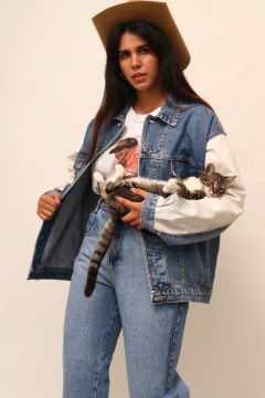 Jaqueta jeans bicolor NICOBOBO