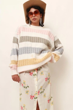 Tricot listras rosa e cinza amplo vintage C.G.C na internet