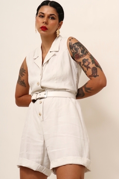 macaquinho gelo vintage estilo linho - loja online