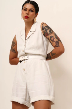 macaquinho gelo vintage estilo linho - loja online