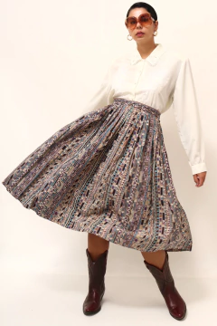 Saia cintura alta estampada vintage - comprar online