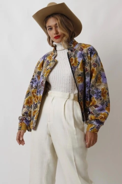 jaqueta viscose bomber floral vintage - comprar online