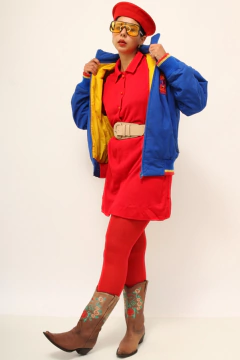 Jaqueta azul bomber forro amarelo vintage golf - loja online