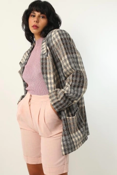 Blazer xadrez cinza off vintage