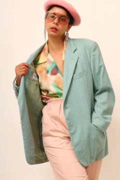 Blazer xadrez verde wool vintage - loja online