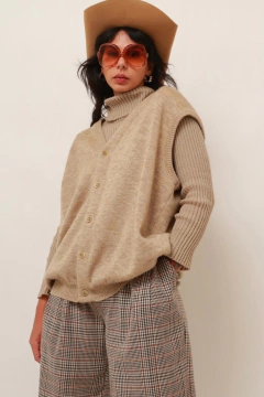 colete teicot amplo vintage bege - comprar online