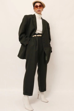 Conjunto Blazer + Calça xadrez verde vintage