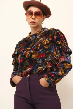Blusa veludo babados vintage - comprar online