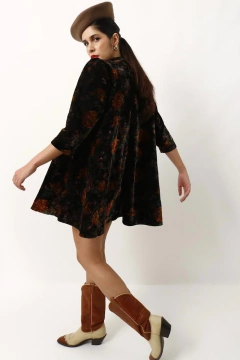 Vestido veludo amplo curto 60´s vintage - loja online