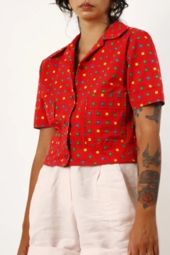 Cropped vermelho estampa 90’s na internet
