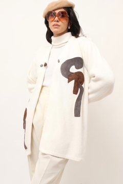 cardigan off recorte em couro vintage na internet