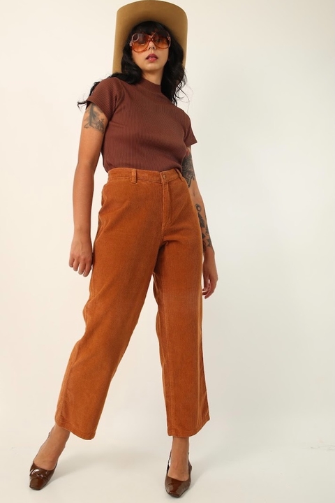 Calça veludo cotele ferrugem vintage