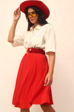 Saia cintura mega alta vermelha gode - comprar online