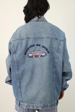Jaqueta oversize bordado costas vintage