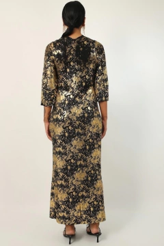 Vestido longo fenda dourado vintage - comprar online