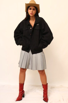 Saia plissada cinza levinha vintage