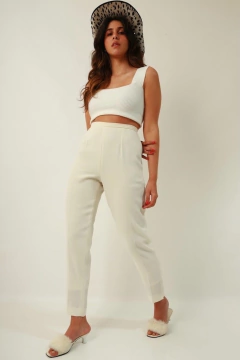 Calça branca cintura mega alta vintage - Capichó Brechó
